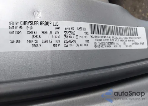 2010 Chrysler Town & Country Touring from USA, damaged, VIN 2A4RR5D17AR358744